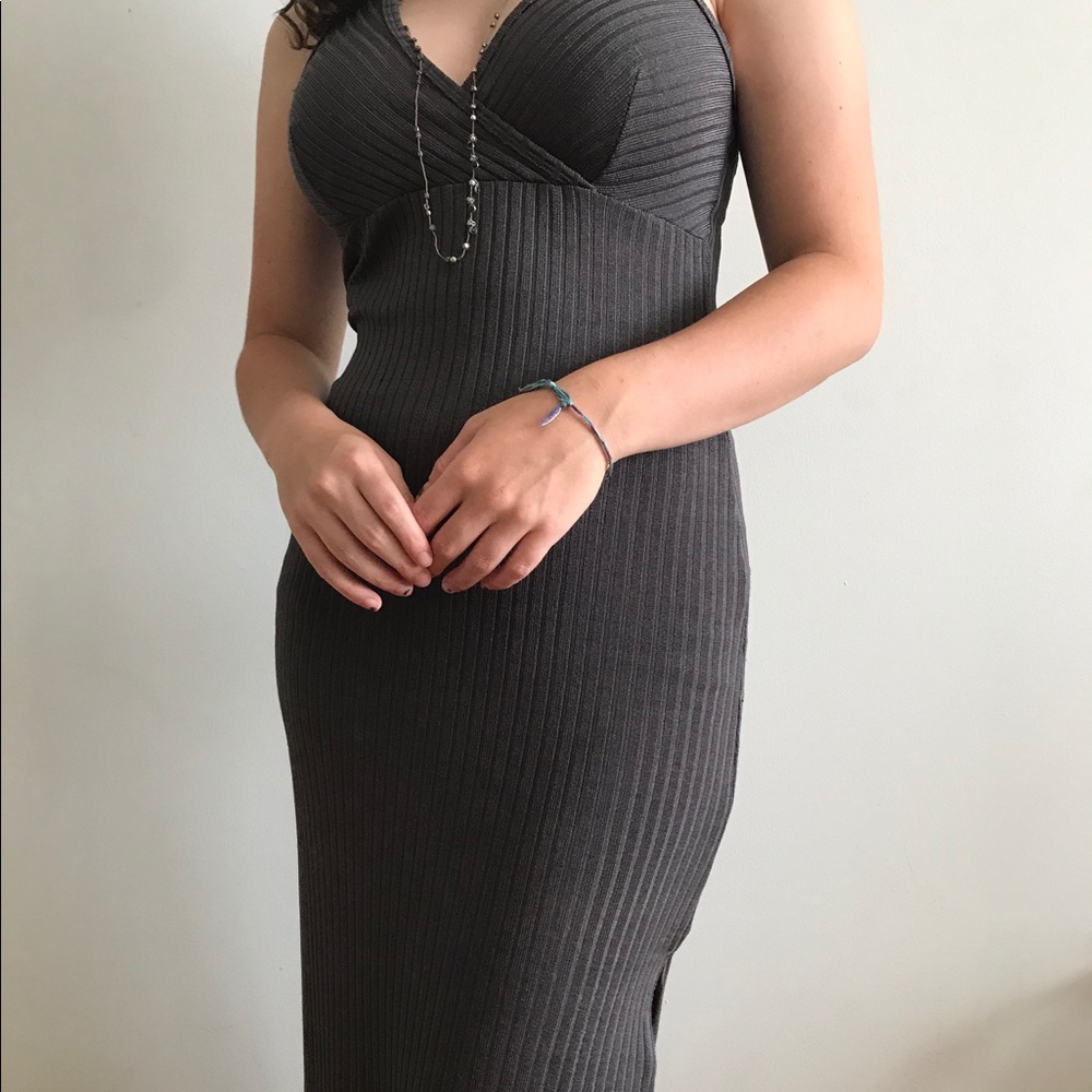 Soft Cotton Maxi Dark Grey Dress